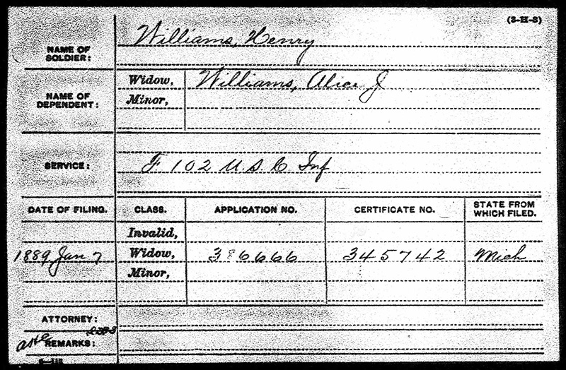 Henry Williams USCT Military Paper Elmwood web
